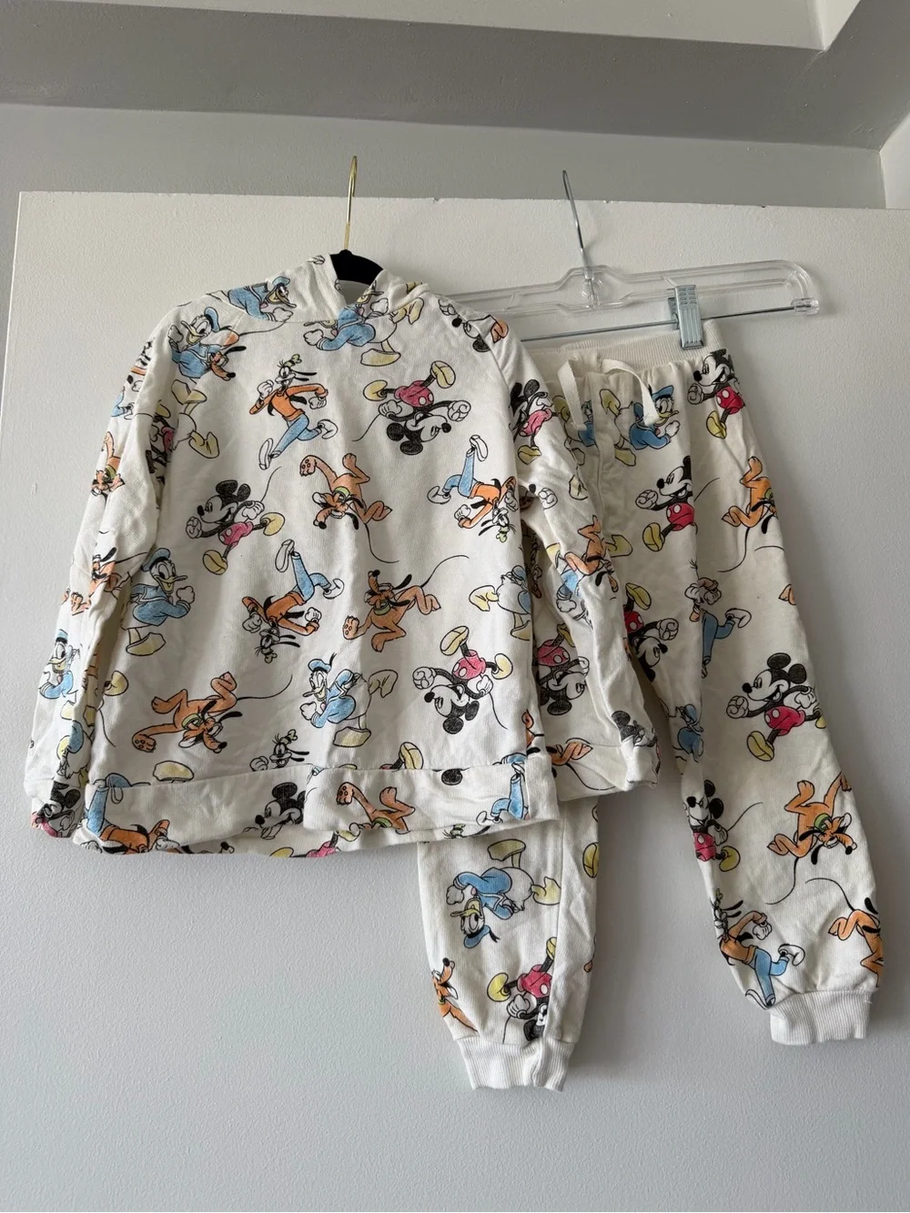 Disney Junior Mickey Mouse & Friends 2-Piece Hoodie Joggers Set Cream 4T